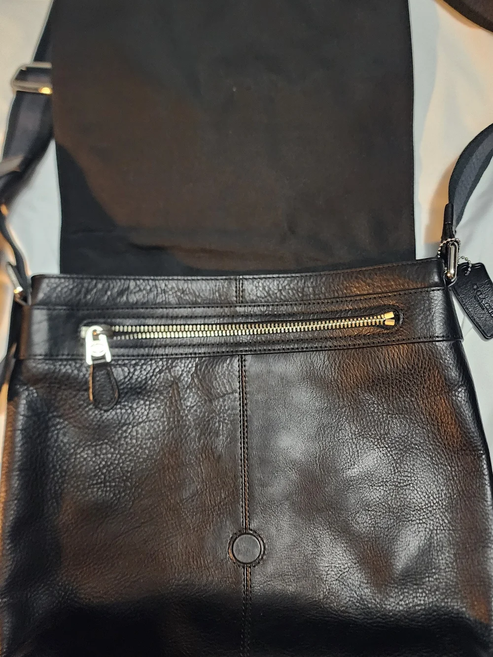 Excellent Condition Coach Black Leather Messenger Bag with Flap